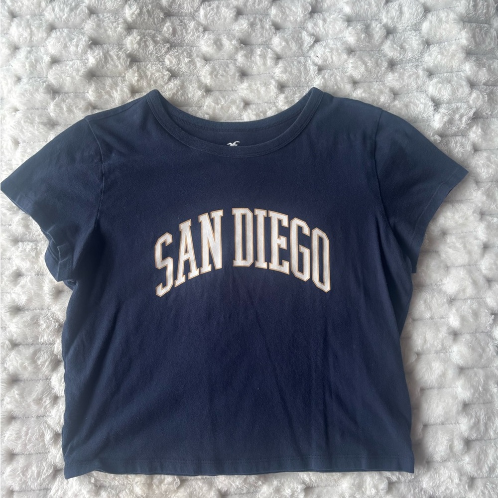 Hollister Navy Blue Logo Crewneck Tee